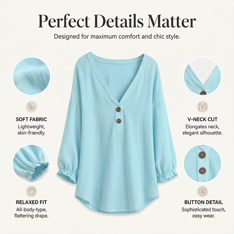 👚✨Women's Casual V-Neck 3/4 Sleeve Daily Basic Top