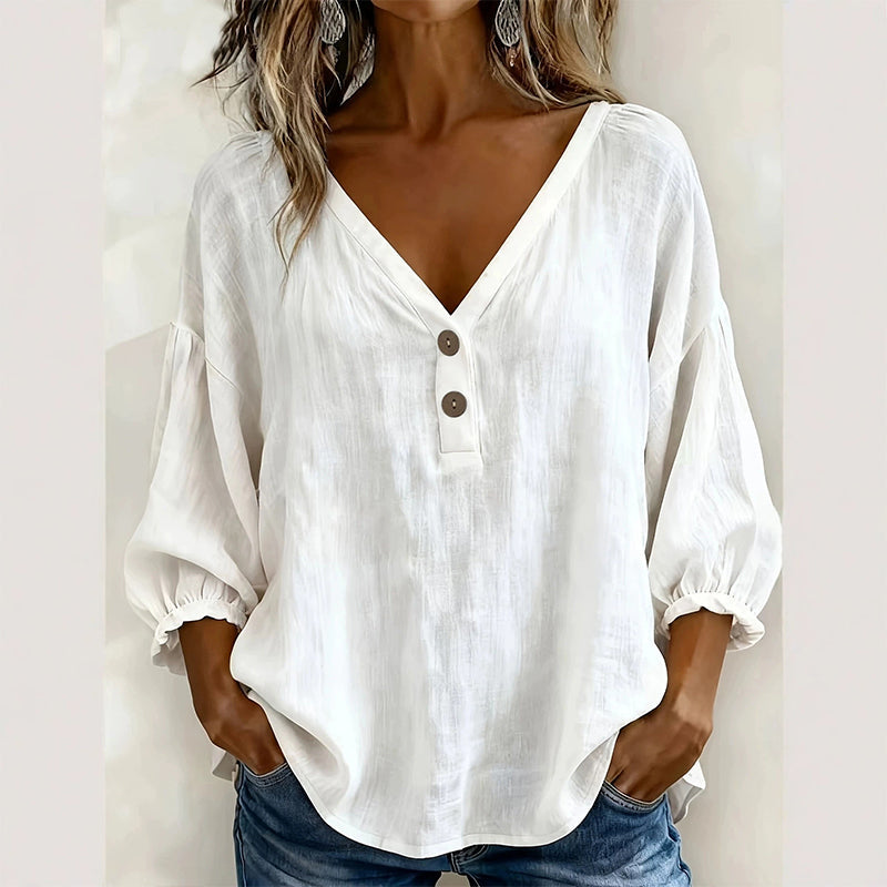 👚✨Women's Casual V-Neck 3/4 Sleeve Daily Basic Top