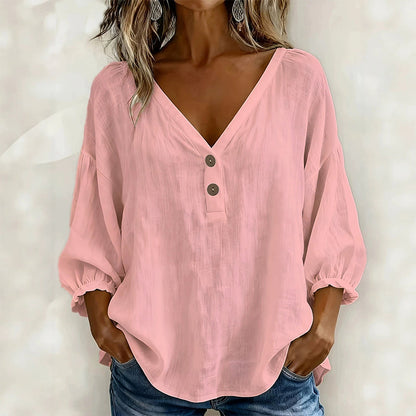 👚✨Women's Casual V-Neck 3/4 Sleeve Daily Basic Top