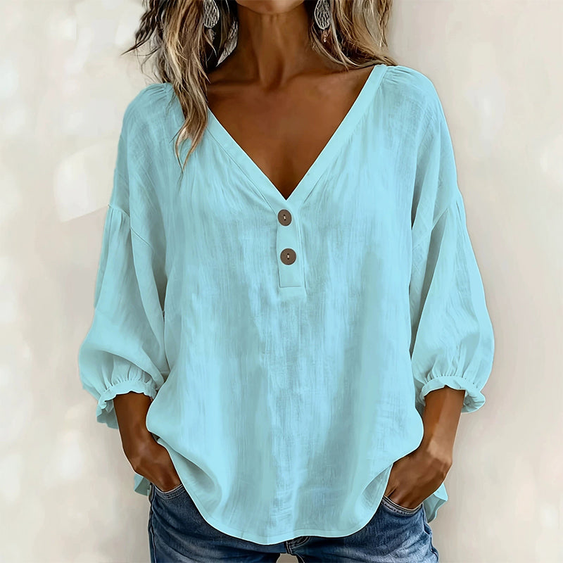 Sky blue V-neck blouse