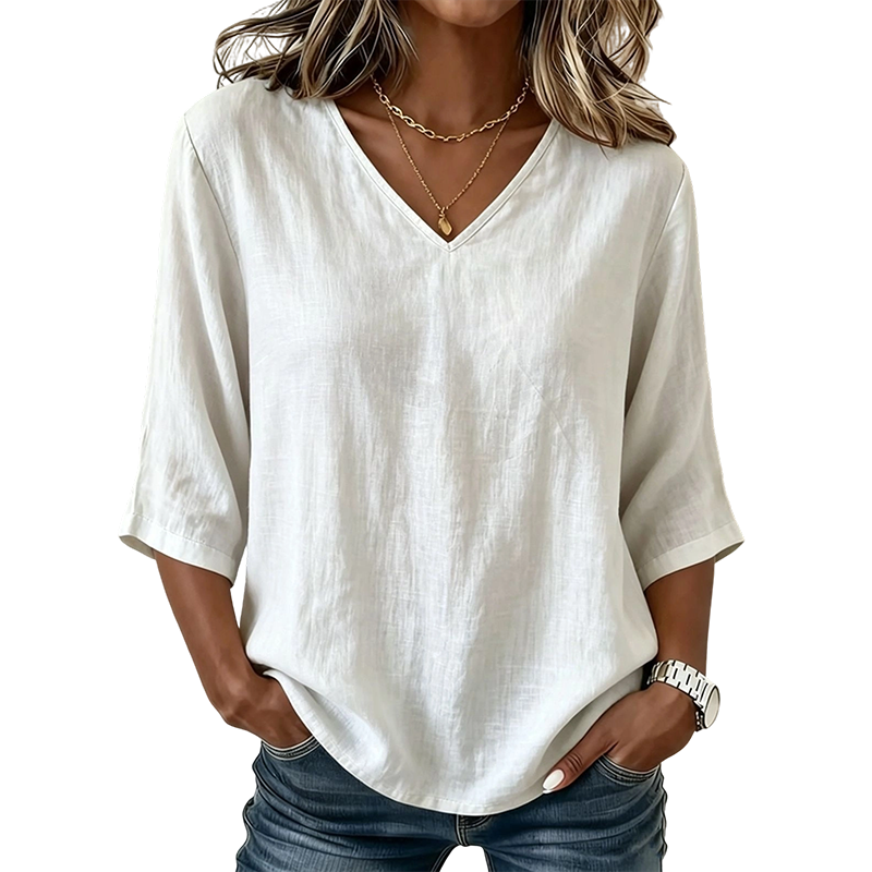 White V-neck blouse