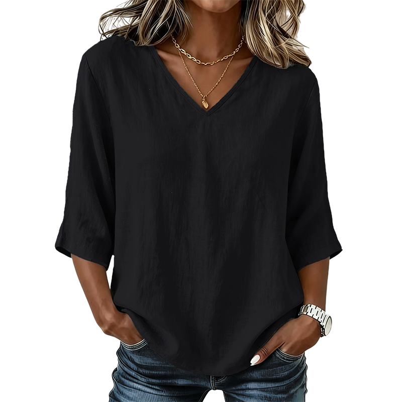 Black V-neck blouse