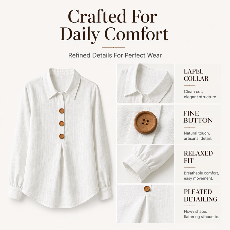 Women's Elegant Lapel Collar Button Top