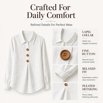Women's Elegant Lapel Collar Button Top