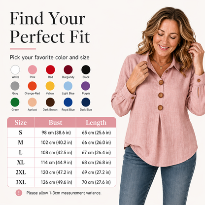 Women's Elegant Lapel Collar Button Top