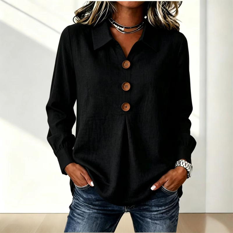 Women's Elegant Lapel Collar Button Top