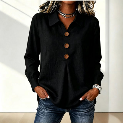 Women's Elegant Lapel Collar Button Top