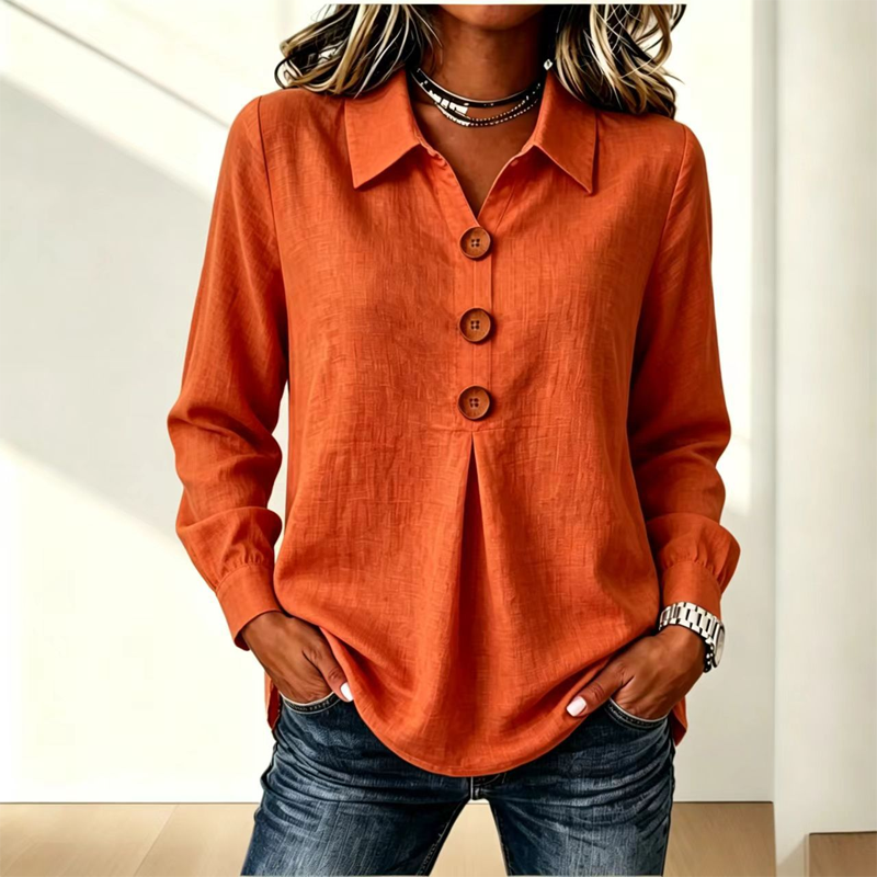 Women's Elegant Lapel Collar Button Top
