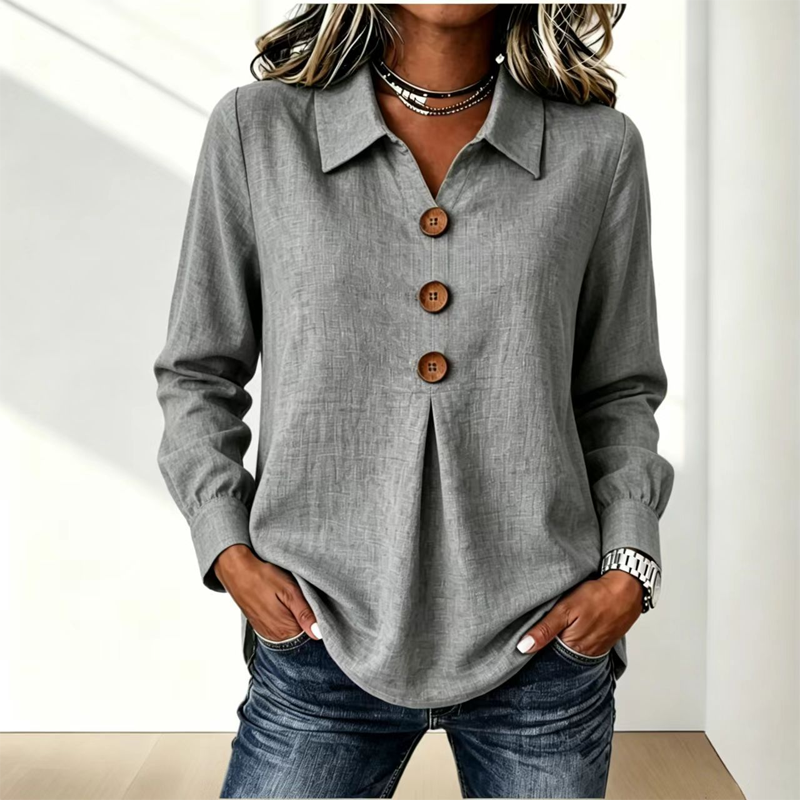 Women's Elegant Lapel Collar Button Top