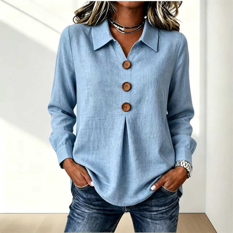 Women's Elegant Lapel Collar Button Top