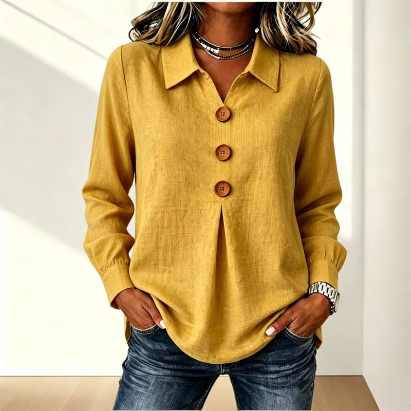 Women's Elegant Lapel Collar Button Top