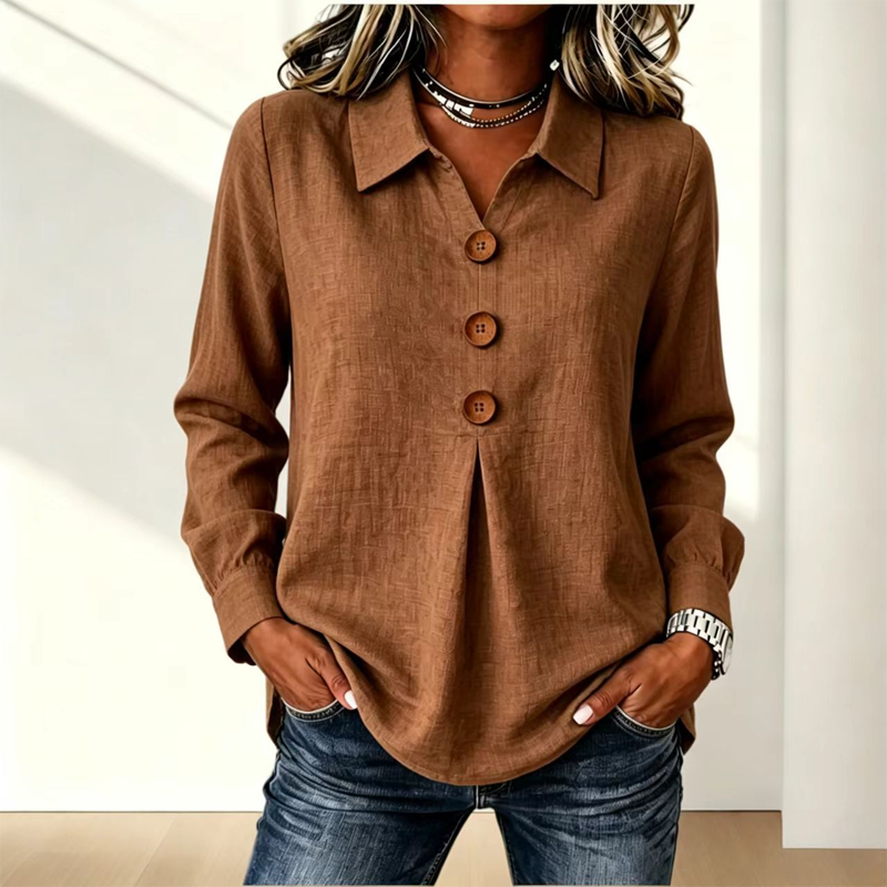 Women's Elegant Lapel Collar Button Top