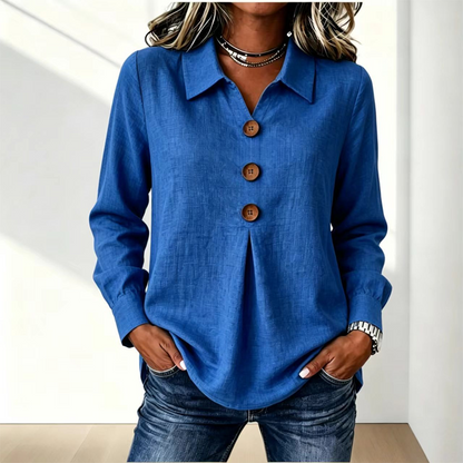 Women's Elegant Lapel Collar Button Top