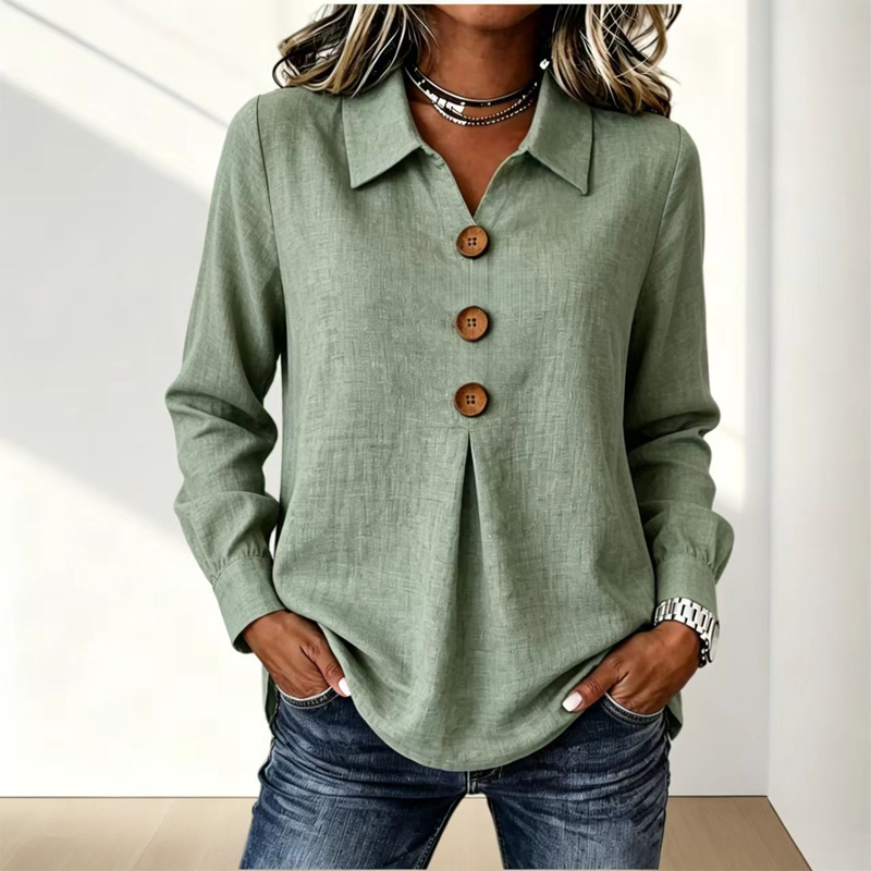 Women's Elegant Lapel Collar Button Top
