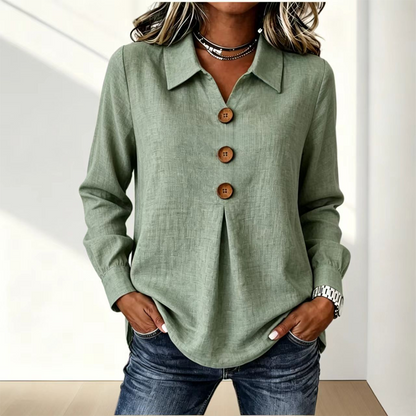 Women's Elegant Lapel Collar Button Top
