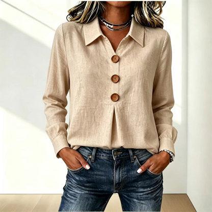 Women's Elegant Lapel Collar Button Top