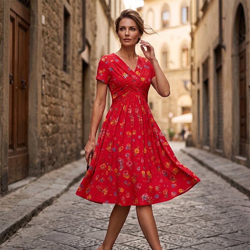 Limited Stock! 60% Off Hot Sale Ongoing🌺Women's V-Neck Floral Print Dress with Twist Waist