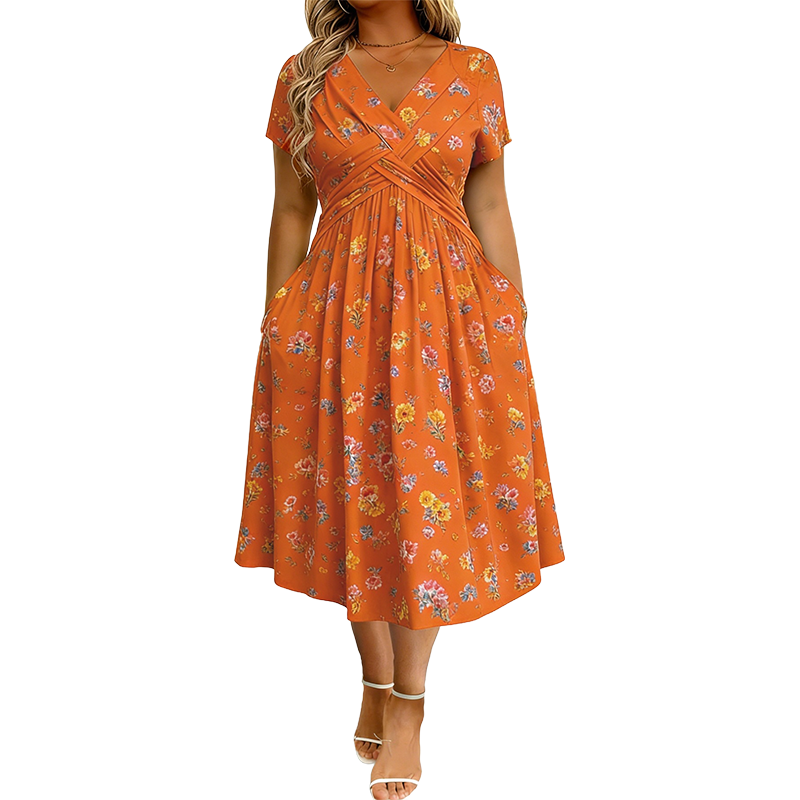 Limited Stock! 60% Off Hot Sale Ongoing🌺Women's V-Neck Floral Print Dress with Twist Waist