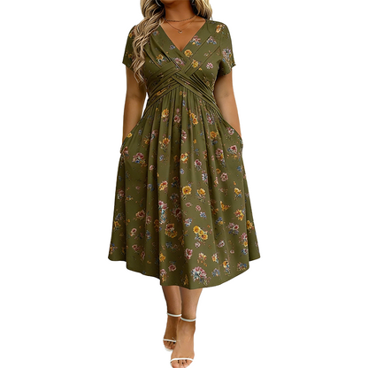 Limited Stock! 60% Off Hot Sale Ongoing🌺Women's V-Neck Floral Print Dress with Twist Waist