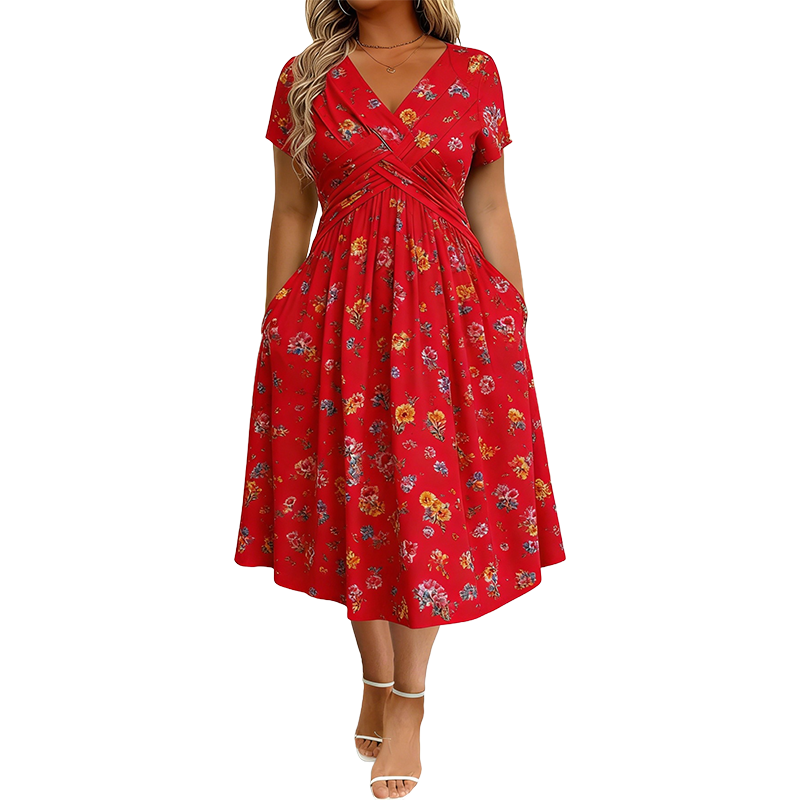 Limited Stock! 60% Off Hot Sale Ongoing🌺Women's V-Neck Floral Print Dress with Twist Waist