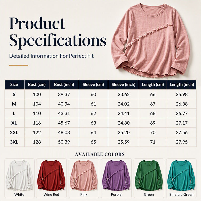 Women Soft Cotton Vintage Fringe Blouse Round Neck Loose Fit Boho Casual Top