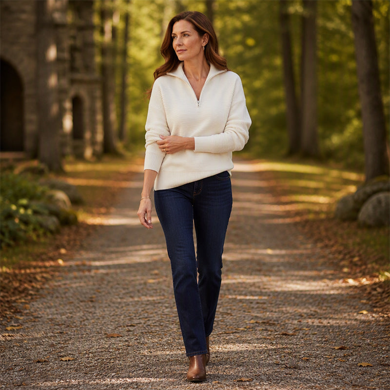 Women's Quarter‑Zip Knit Pullover Sweater