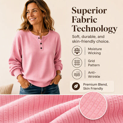 Womens's Casual Waffle Knit Sweatshirt