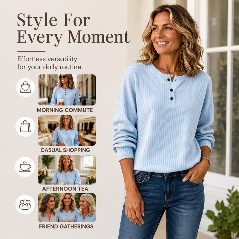 Womens's Casual Waffle Knit Sweatshirt