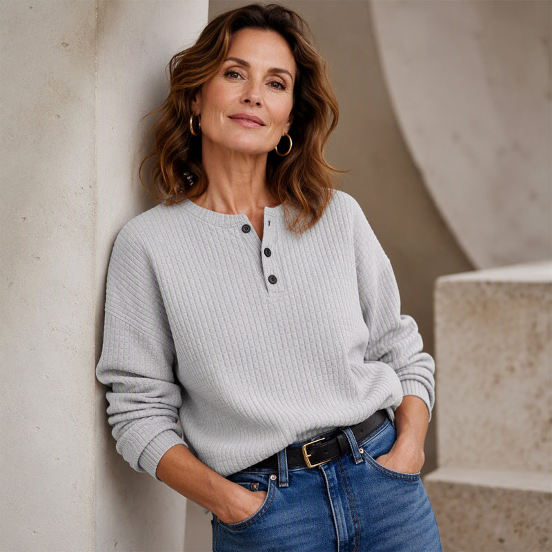Womens's Casual Waffle Knit Sweatshirt