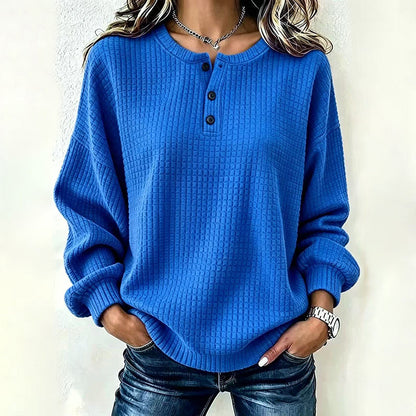 Womens's Casual Waffle Knit Sweatshirt