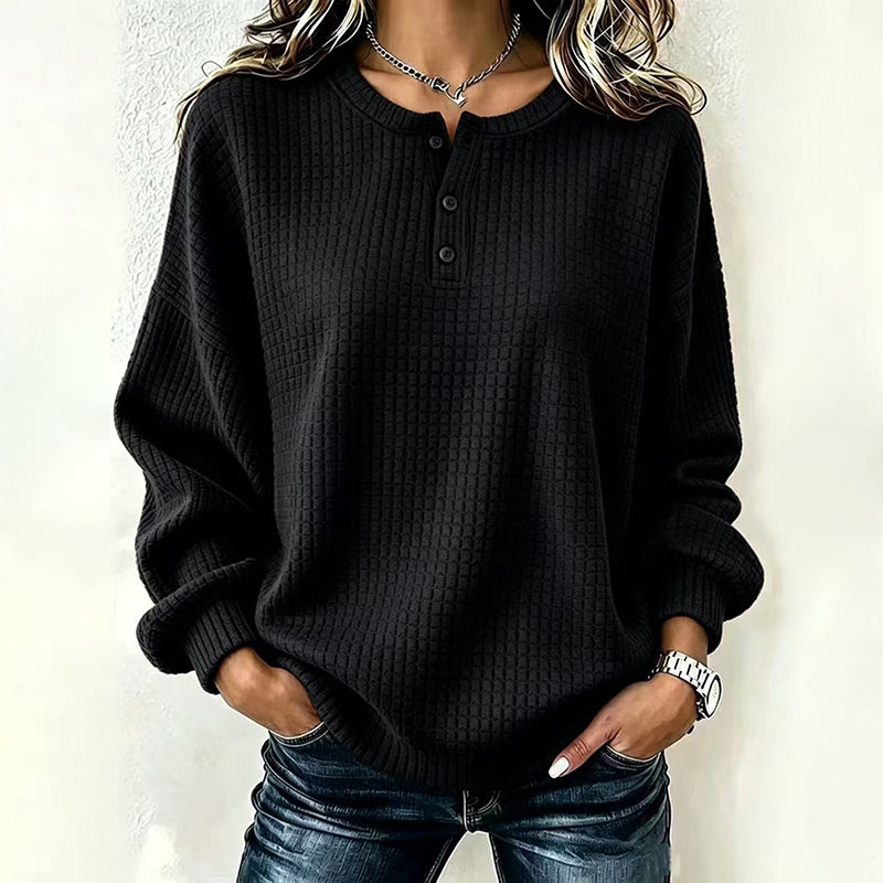 Womens's Casual Waffle Knit Sweatshirt