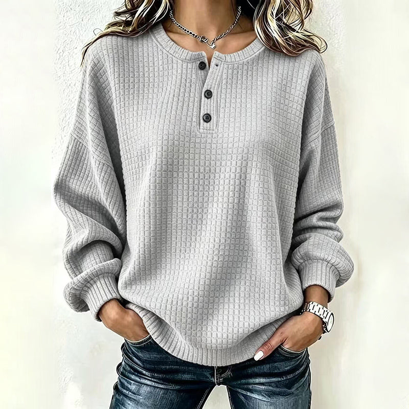 Womens's Casual Waffle Knit Sweatshirt