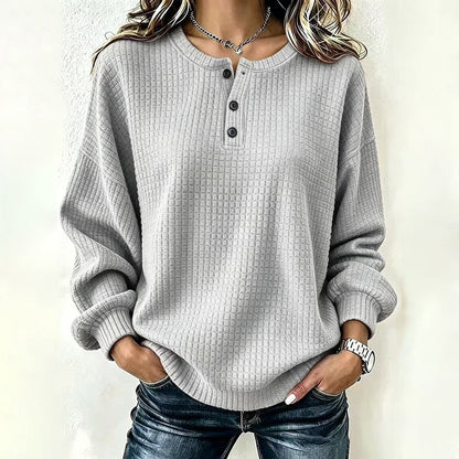 Womens's Casual Waffle Knit Sweatshirt